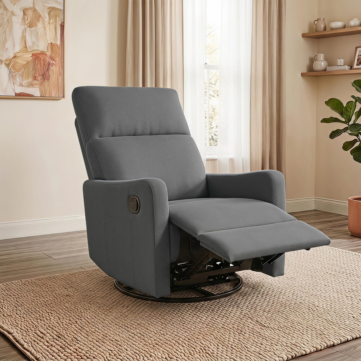 Dark Gray Swivel Rocker Recliner Chair G813414