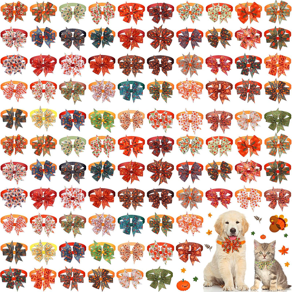 100 Pcs Fall Dog Bow Ties O444