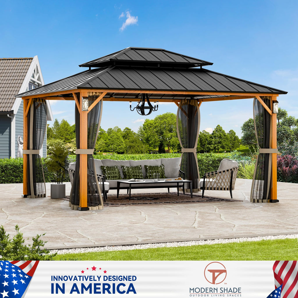 12x14 Hardtop Gazebo with LED Lights D515810