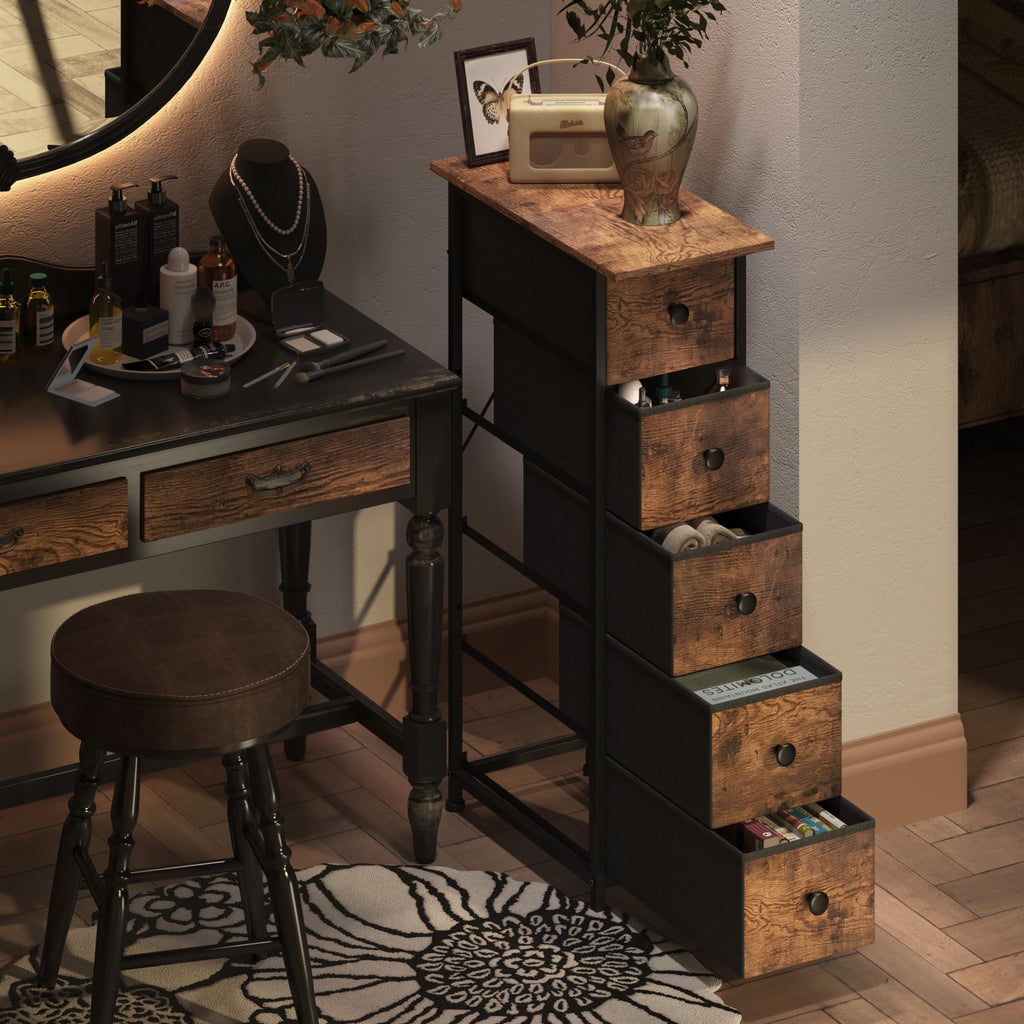 Narrow 5 Drawers Fabric Dresser F91583