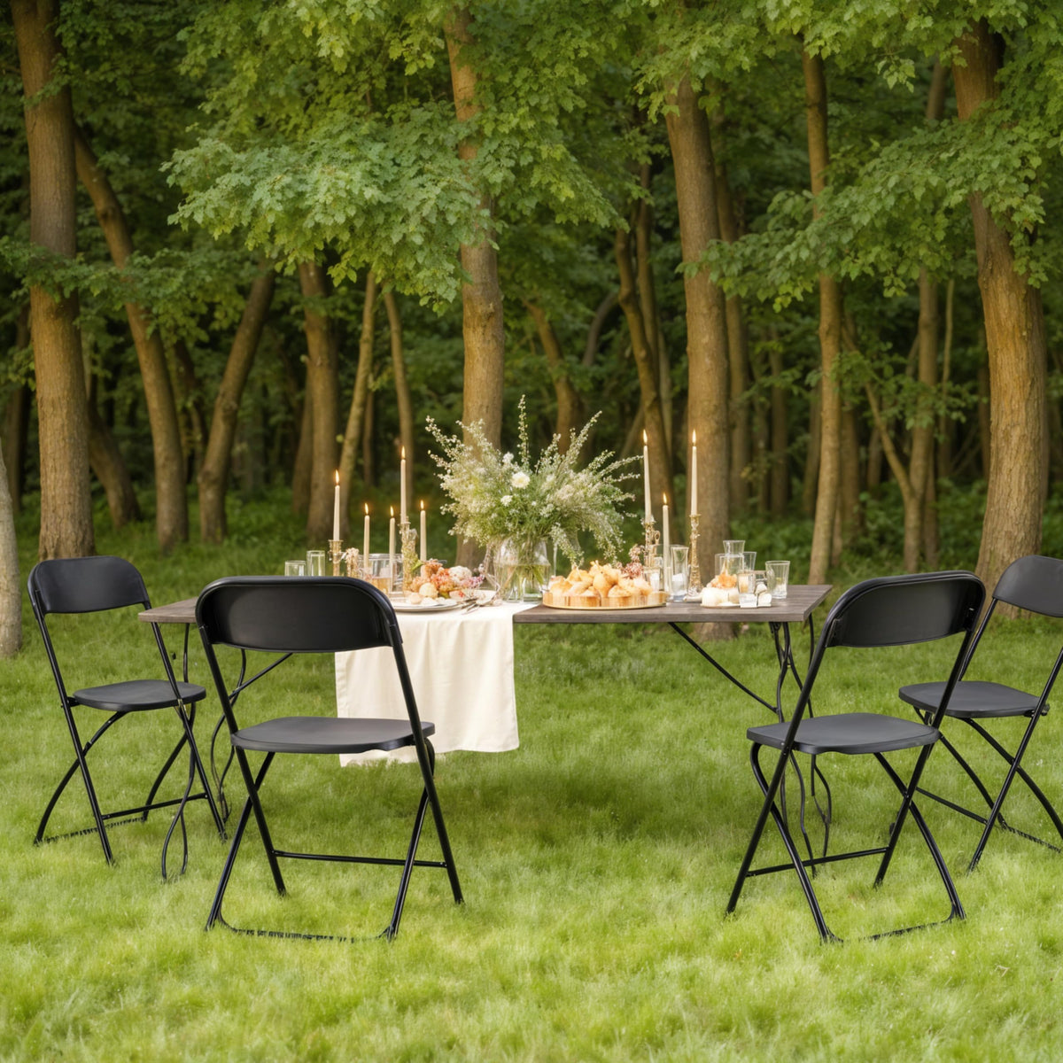 10 Pack Black Plastic Folding Chairs T295640