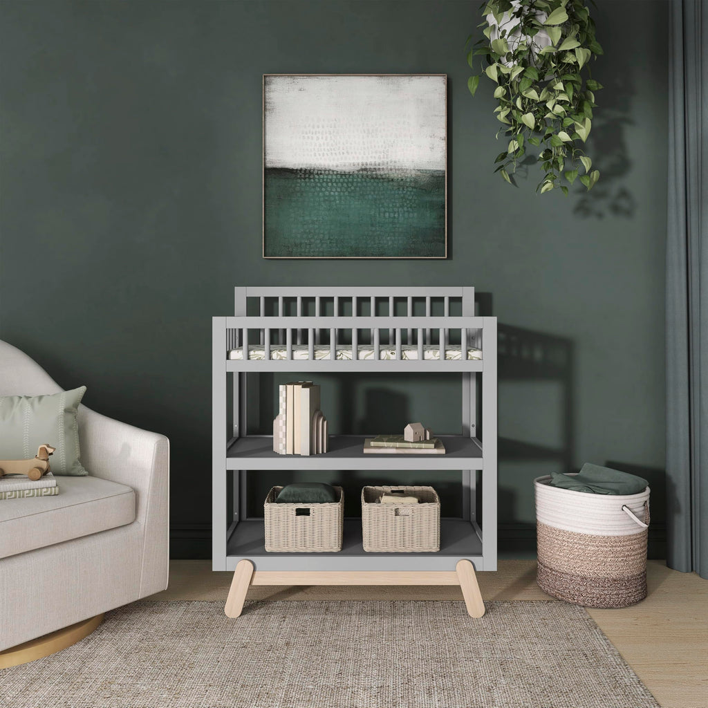 Baby Changing Table with Safety Rails and Storage Shelves D11115