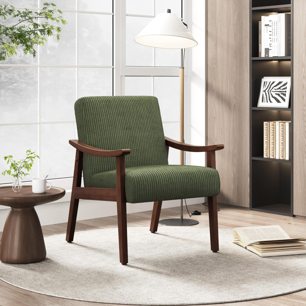 Dark Green Corduroy Accent Chairs Set of 2 O4762