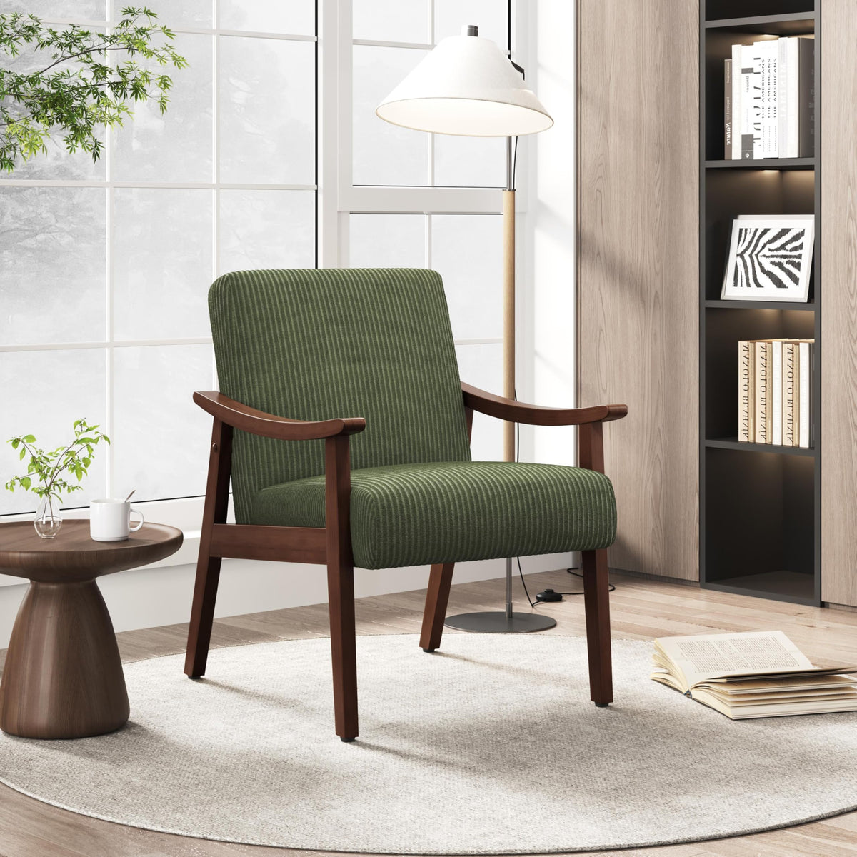 Dark Green Corduroy Accent Chairs Set of 2 O4762