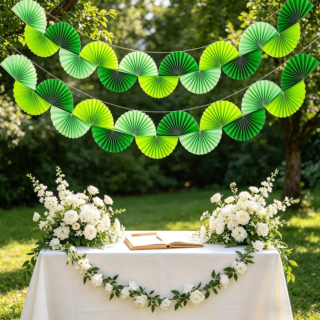 Green Paper Fan Garlands Y749