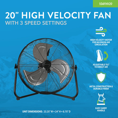 20 Inch 3 Speed High Velocity Floor Fan L5580