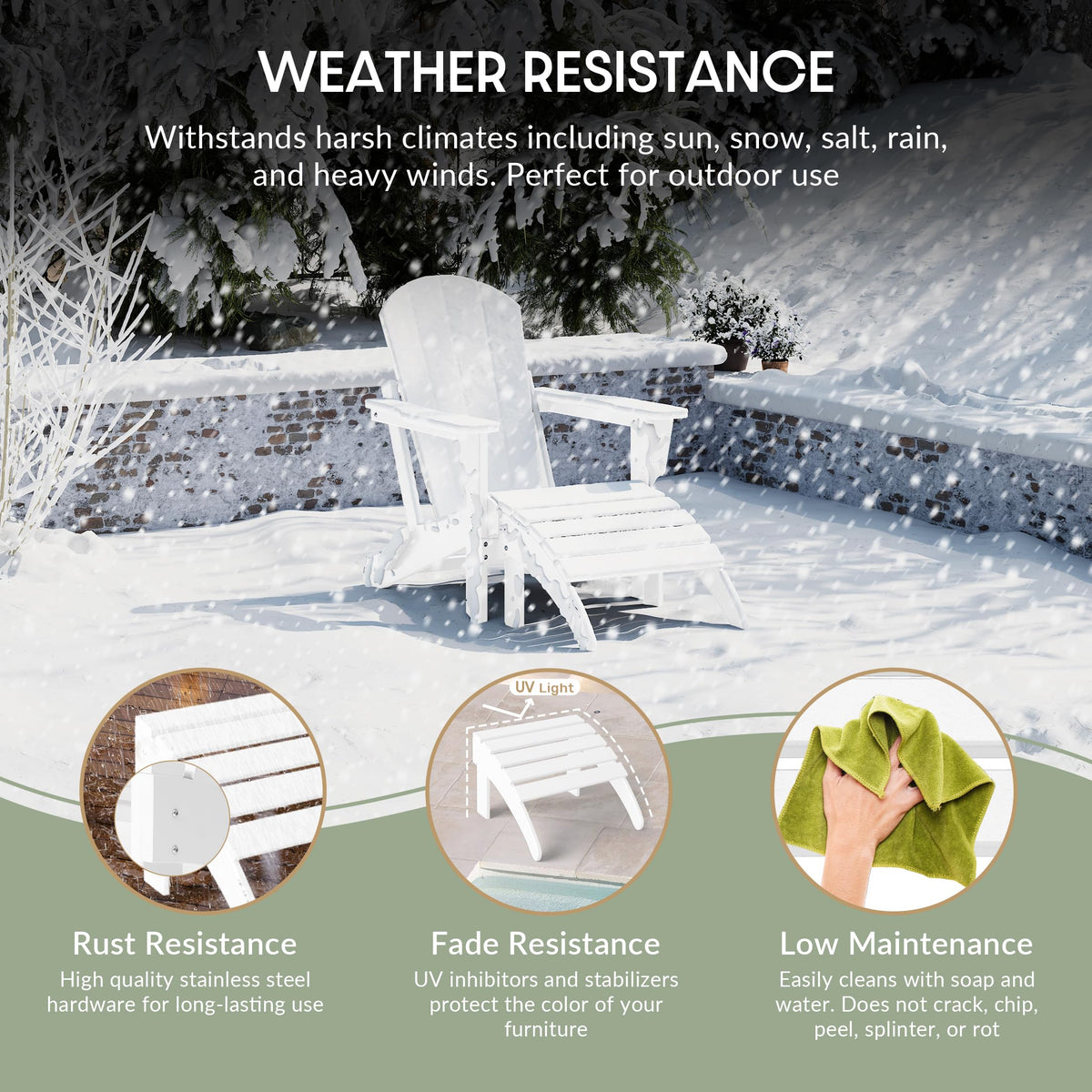 White All Weather Poly Lumber Adirondack Ottoman A44106
